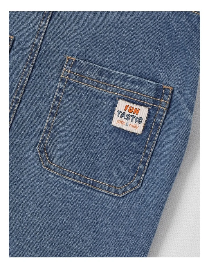 Harvey Denim Overall with Contrast Shoulder Straps in Denim image 5
