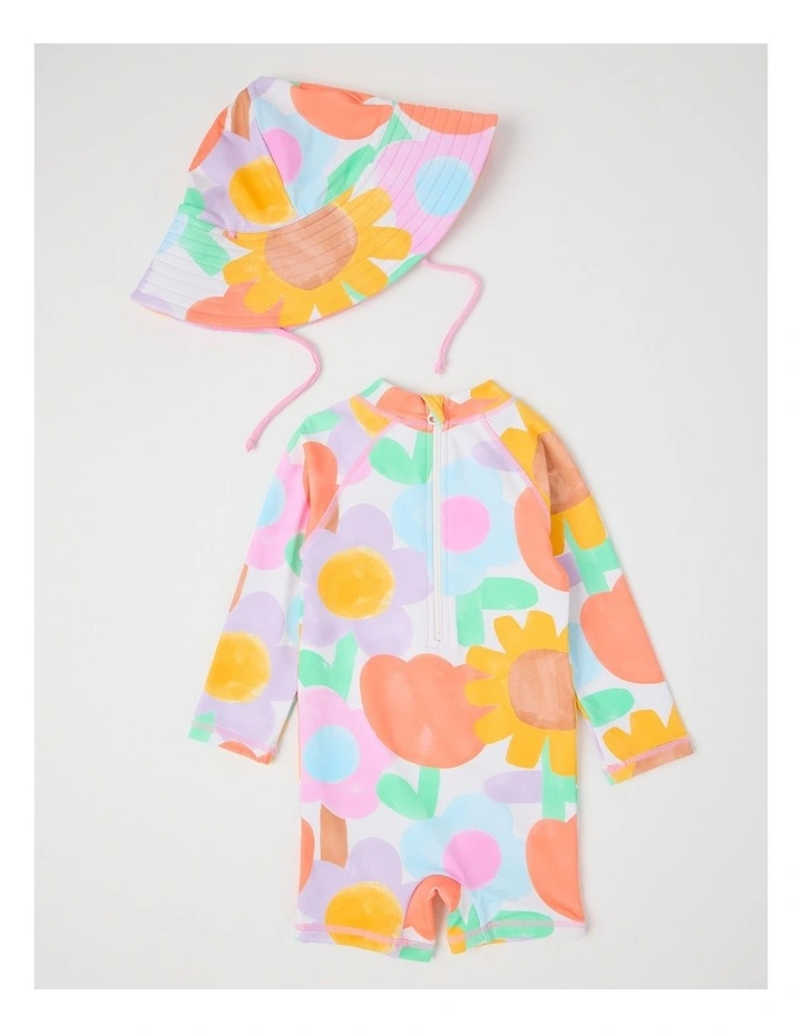 Buddy Rashsuit and Hat Set in Watercolour Floral image 4