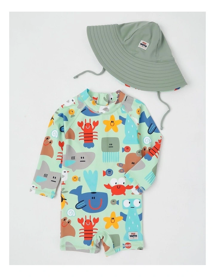Buddy Rashsuit and Hat Set with Under The Sea in Surf Spray image 1