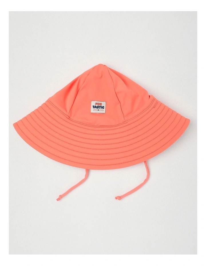 Buddy Rashsuit and Hat Set with Sketchy Happy Days Print in Pink image 5