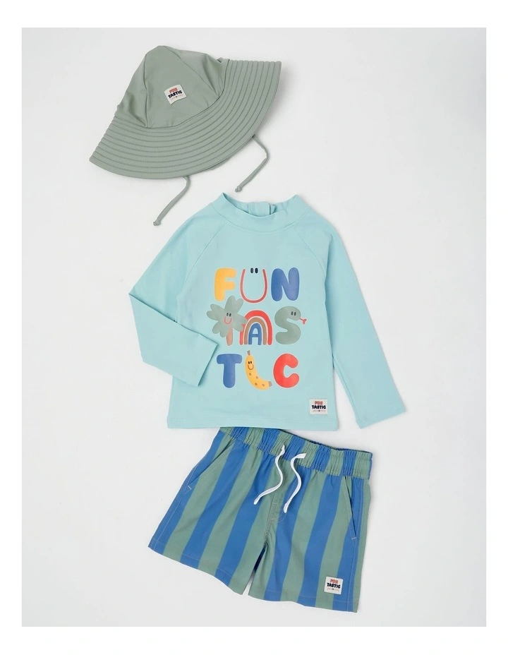 Barney Funtastic Rashvest and Boardshort Set in Blue image 1