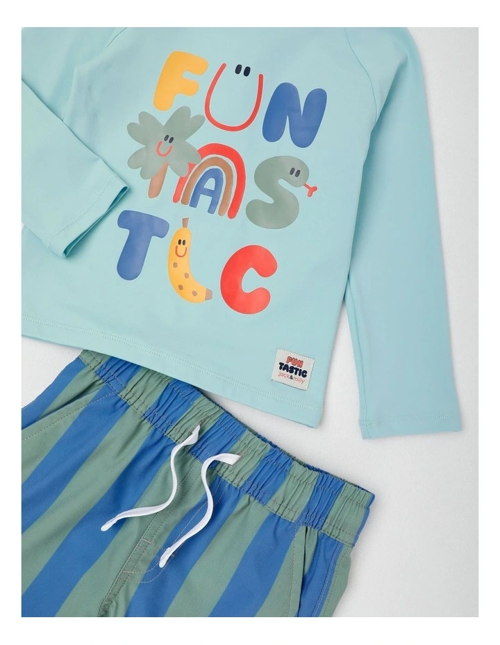 Barney Funtastic Rashvest and Boardshort Set in Blue image 2