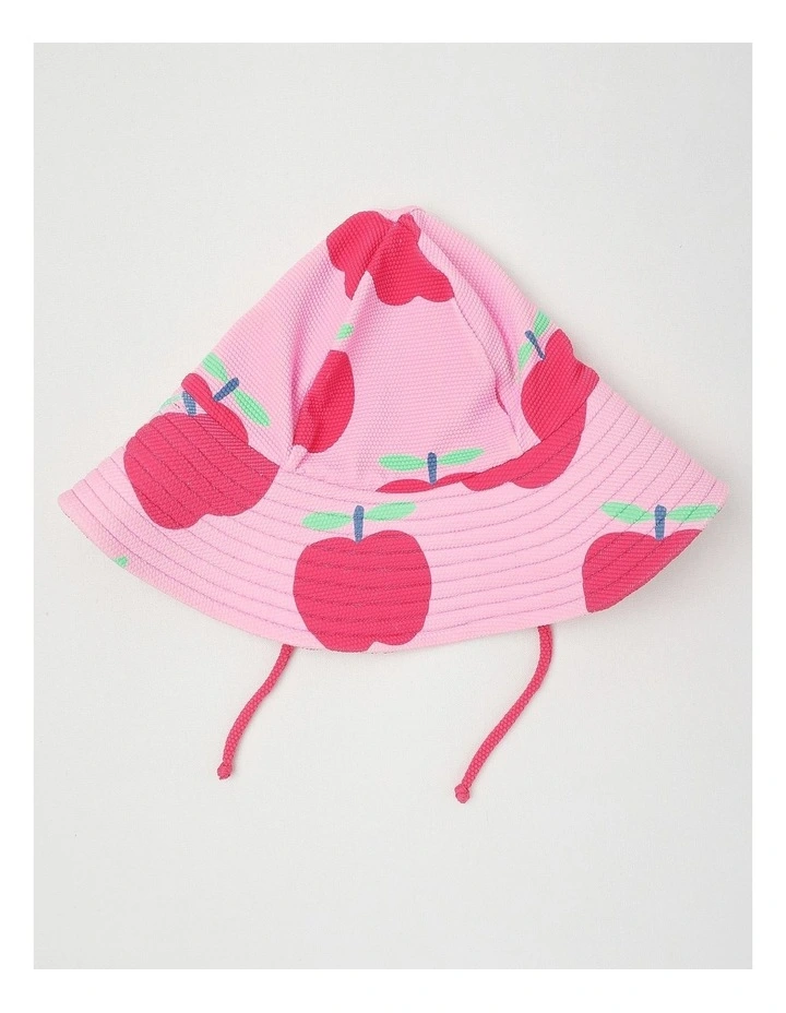 Ariana One Piece Swimsuit with Matching Hat in Apple Print in Pink image 5