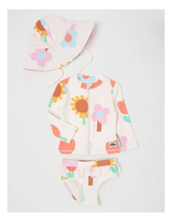 Dawn Rashvest and Bottom Set with Matching Hat in White image 1