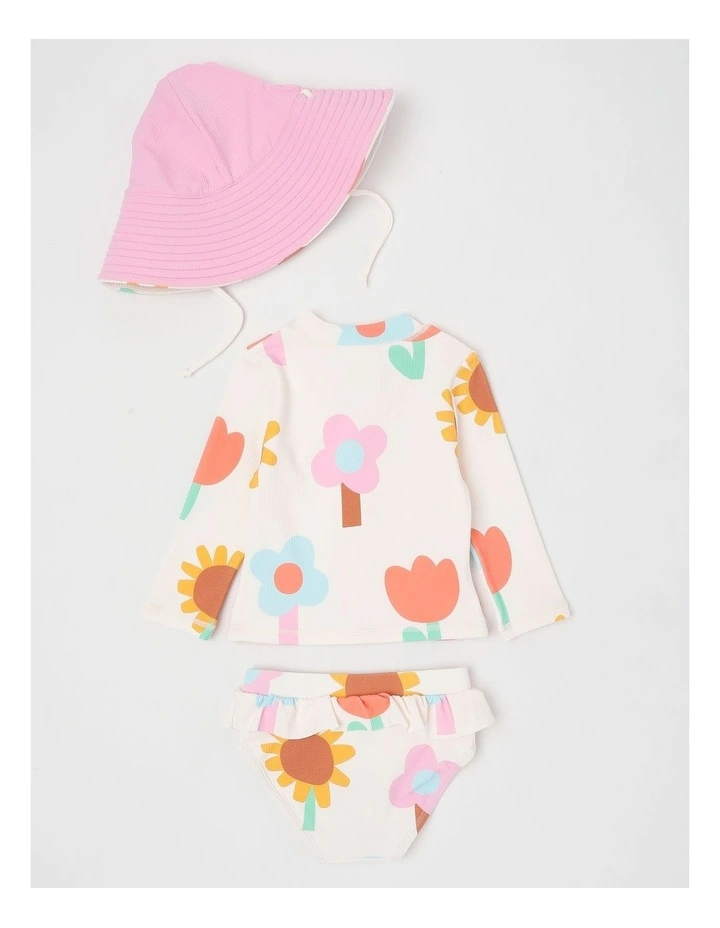 Dawn Rashvest and Bottom Set with Matching Hat in White image 3
