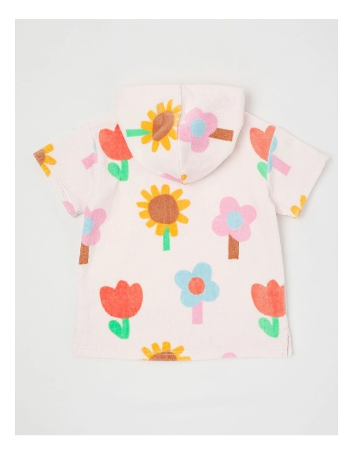 Sandy Hooded Towel in Happy Flower Print in Cream image 3