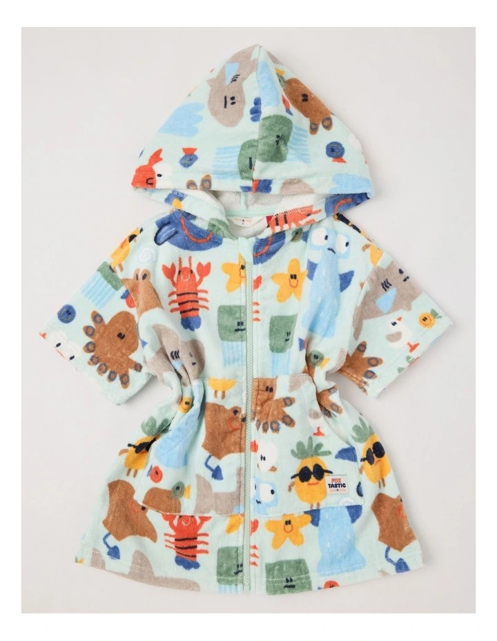 Sandy Hooded Towel in Under the Sea Print in Green image 2