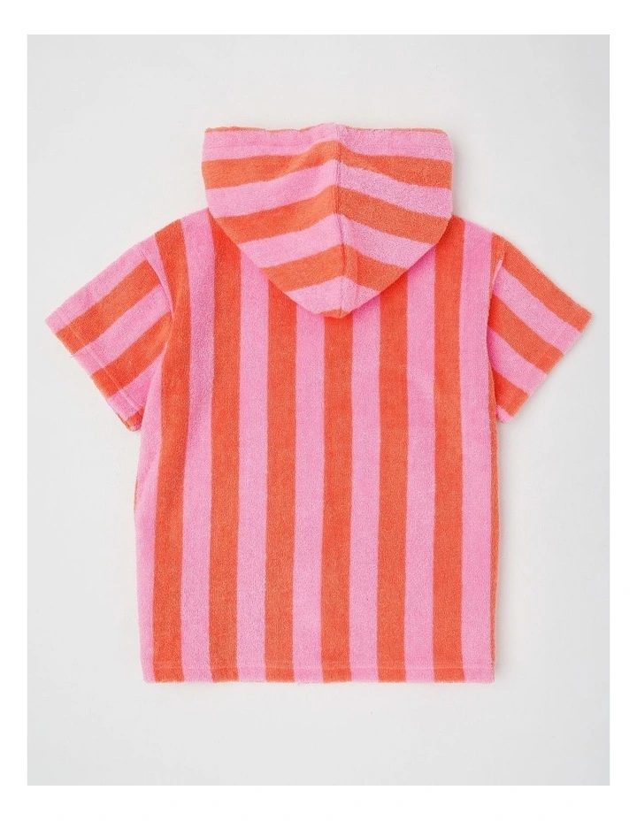 Indy Stripe Zip Thru Hooded Towel in Pink/Orange image 3
