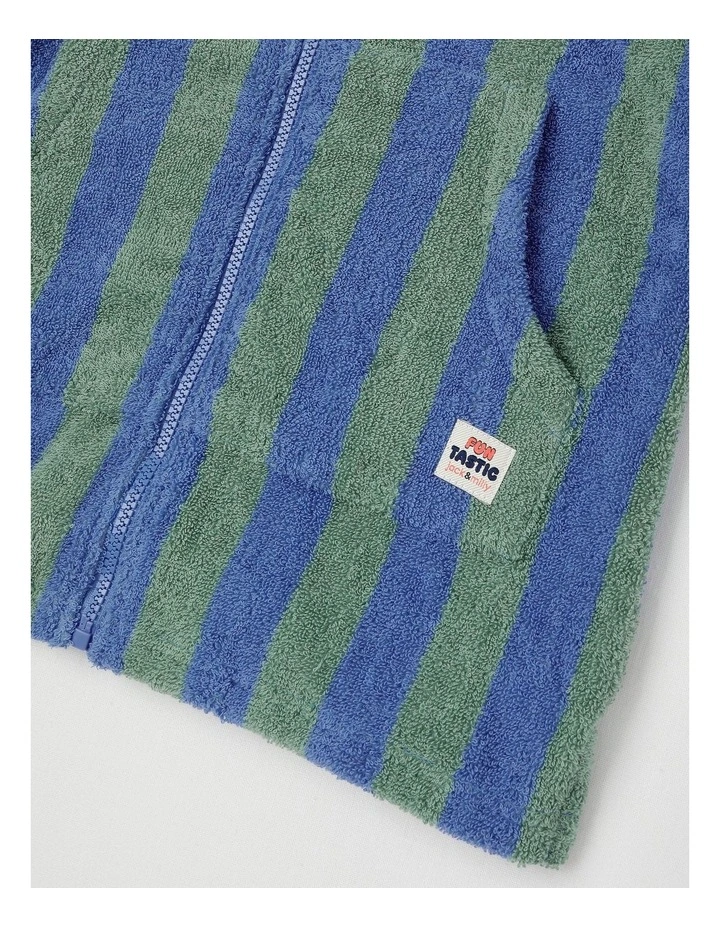 Indy Stripe Zip Thru Hooded Towel in Blue/Green image 4