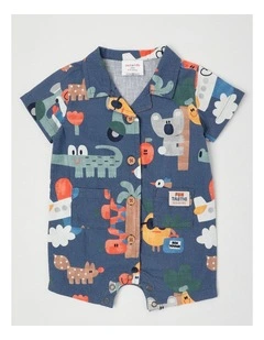 Harry Vacay Romper in Watercolour Holiday Print