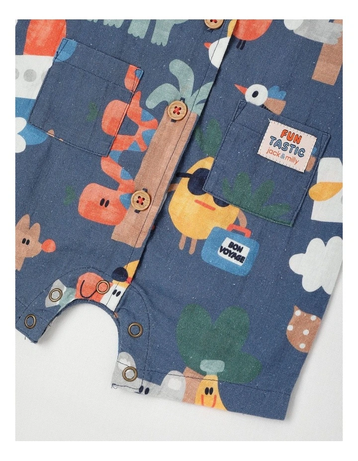 Harry Vacay Romper in Watercolour Holiday Print image 4