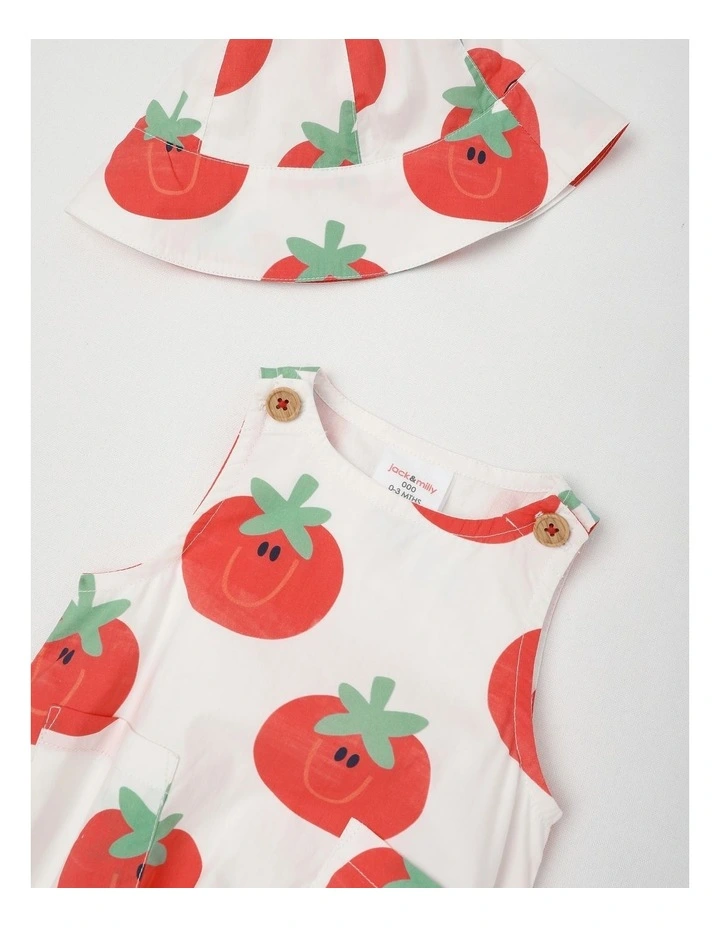 Rocky Romper and Matching Hat Set in White image 2