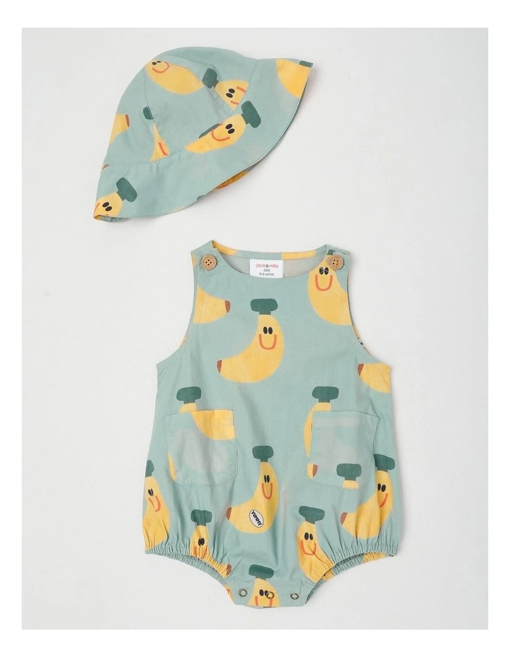 Rocky Romper and Matching Hat Set in Green image 1