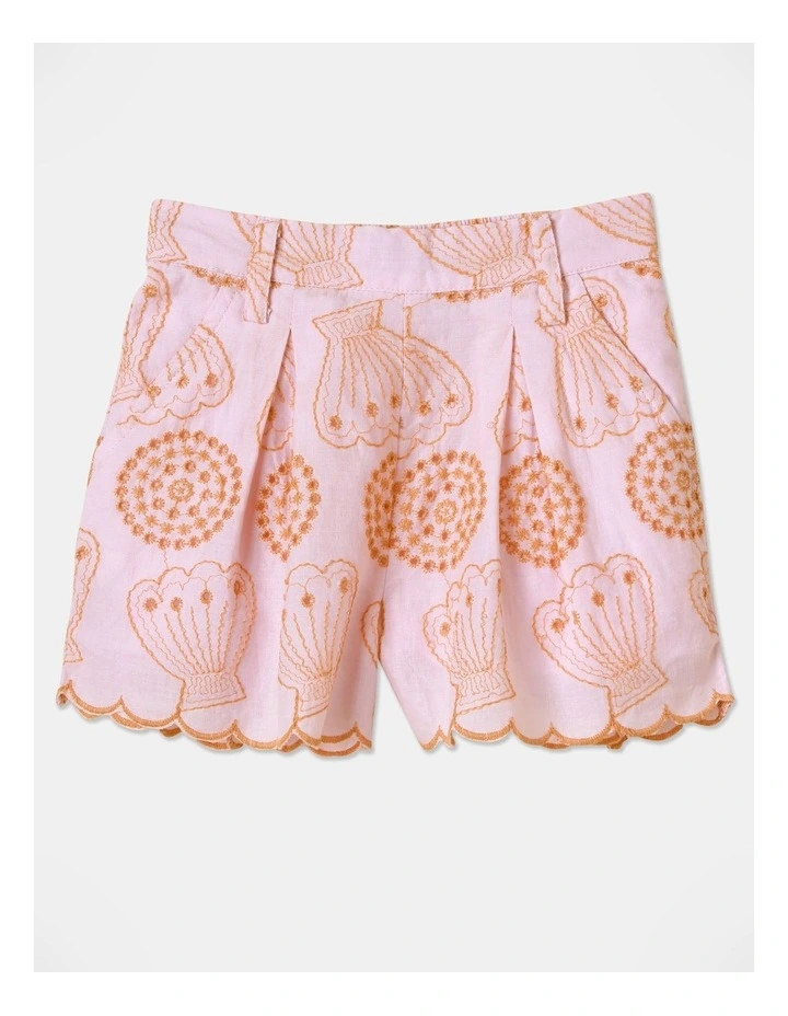 Coral Shell Broderie Tee & Shorts Set in Pink image 4