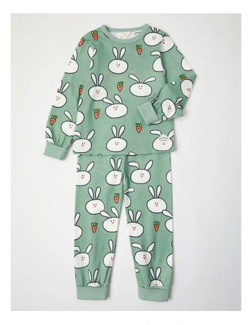 Finley Funny Bunny PJ Set in Green