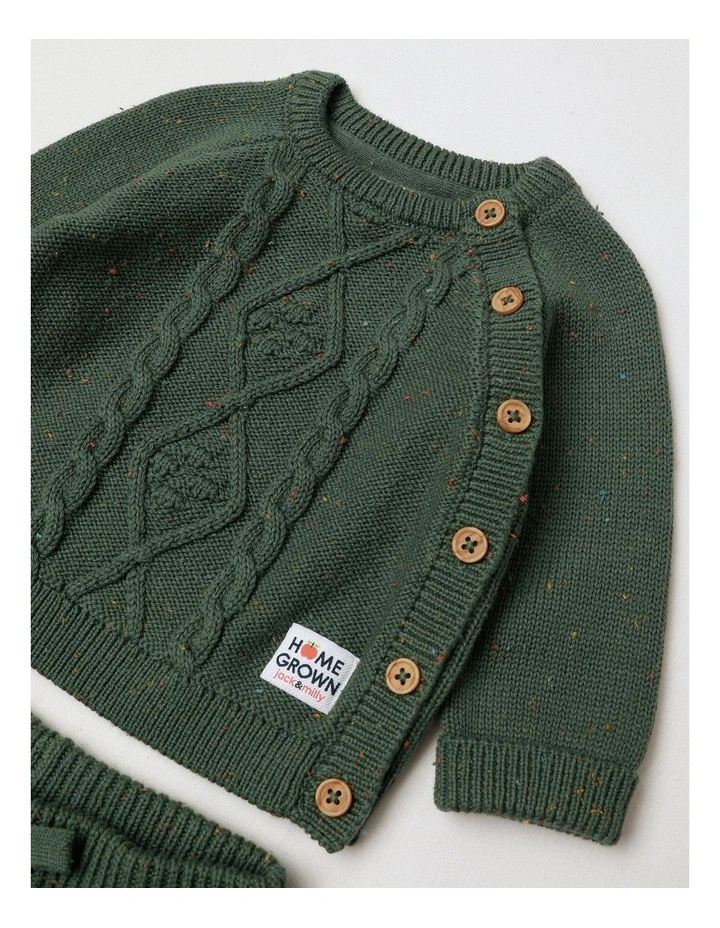 Luca Cable Knit Top & Bottom Set in Green Marle image 2