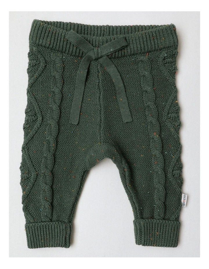 Luca Cable Knit Top & Bottom Set in Green Marle image 4
