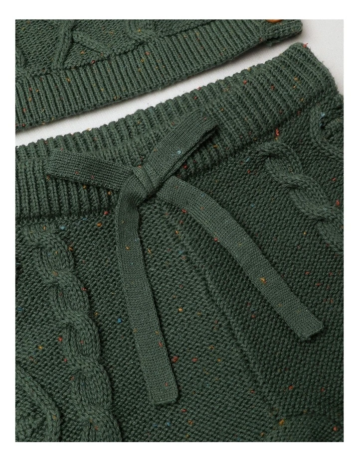 Luca Cable Knit Top & Bottom Set in Green Marle image 5