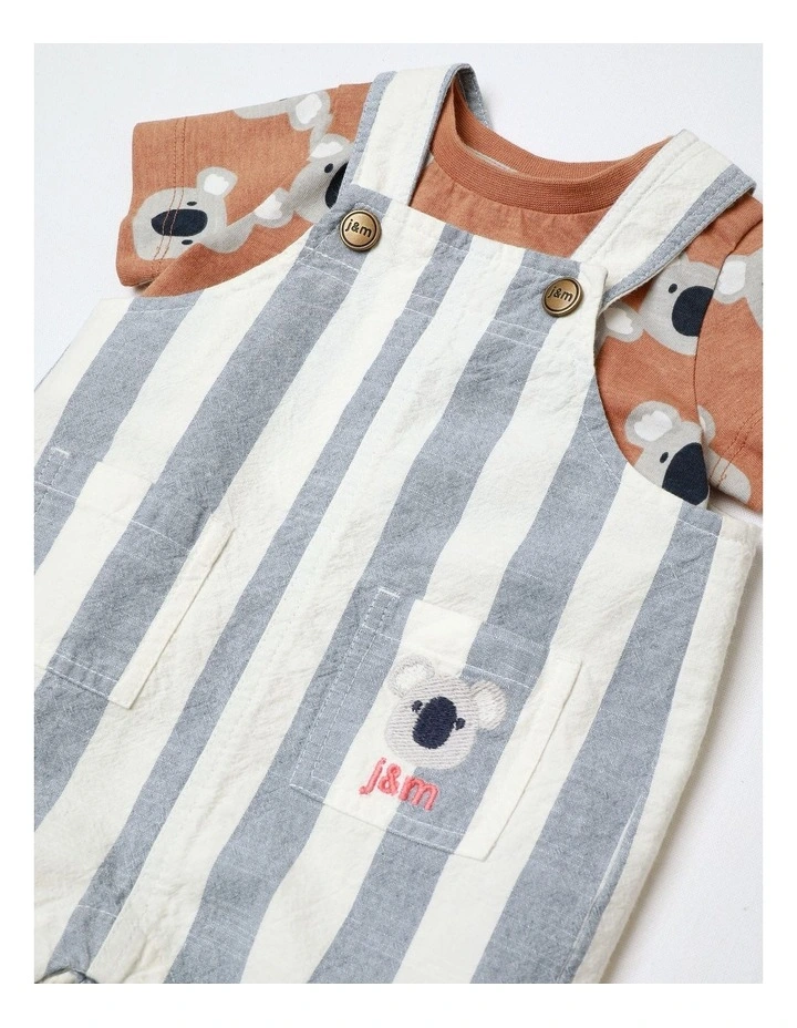 Roy Yarn Dyed Overall And Tee Set In Blue image 2