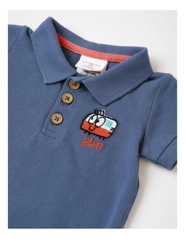 Tommy Polo and Short Set with Camper Chest Embroidery in Multi image 2