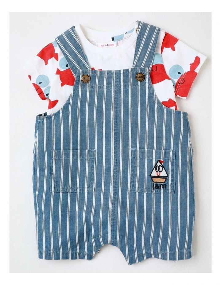 Vinnie Overall and Tee Set with Blue Stripes image 1