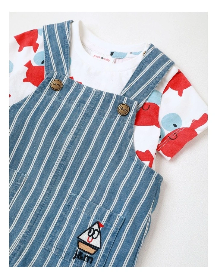Vinnie Overall and Tee Set with Blue Stripes image 2