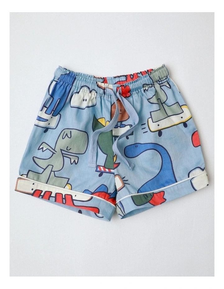 Freddie Woven PJ Set with Piping in Blue image 4