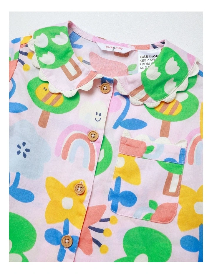 Nina Woven PJ Set with Ric Rac in Pink image 2