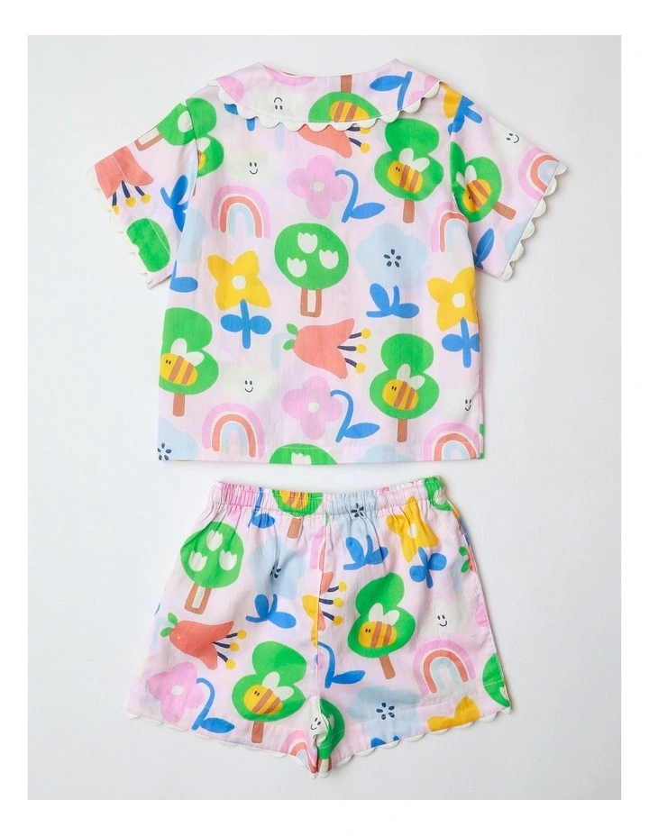 Nina Woven PJ Set with Ric Rac in Pink image 3