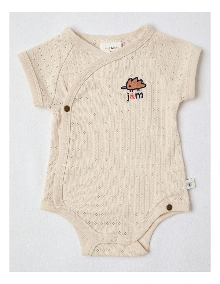 Newborn Baby Embroidered Pointelle Gift Set in Oatmeal image 4