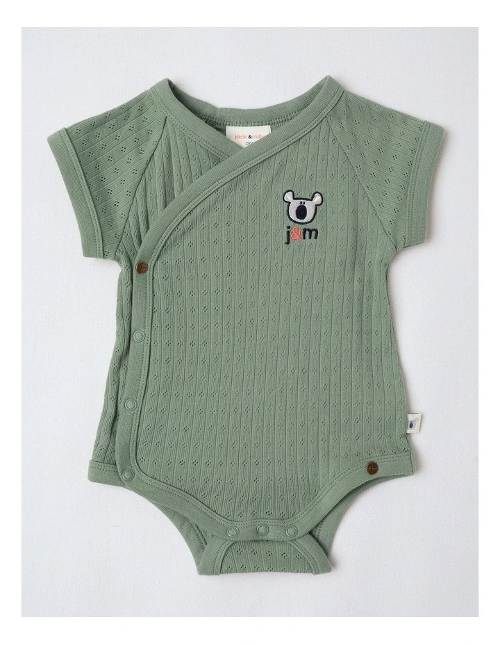 Newborn Baby Embroidered Pointelle Gift Set in Sage image 4