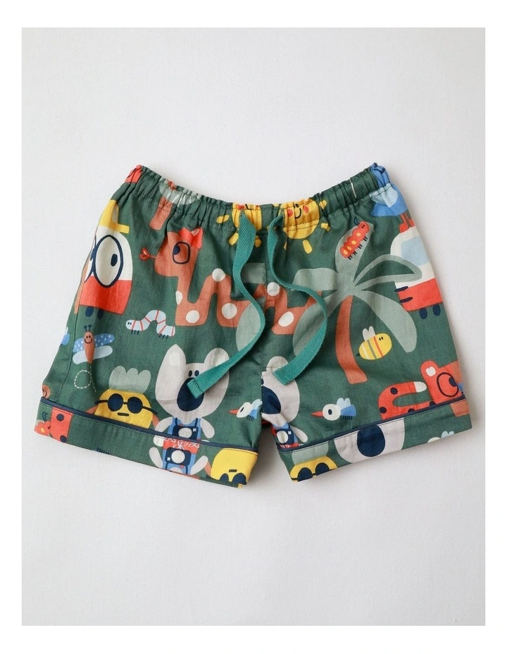 Freddie Woven PJ Set with Piping in Green image 3