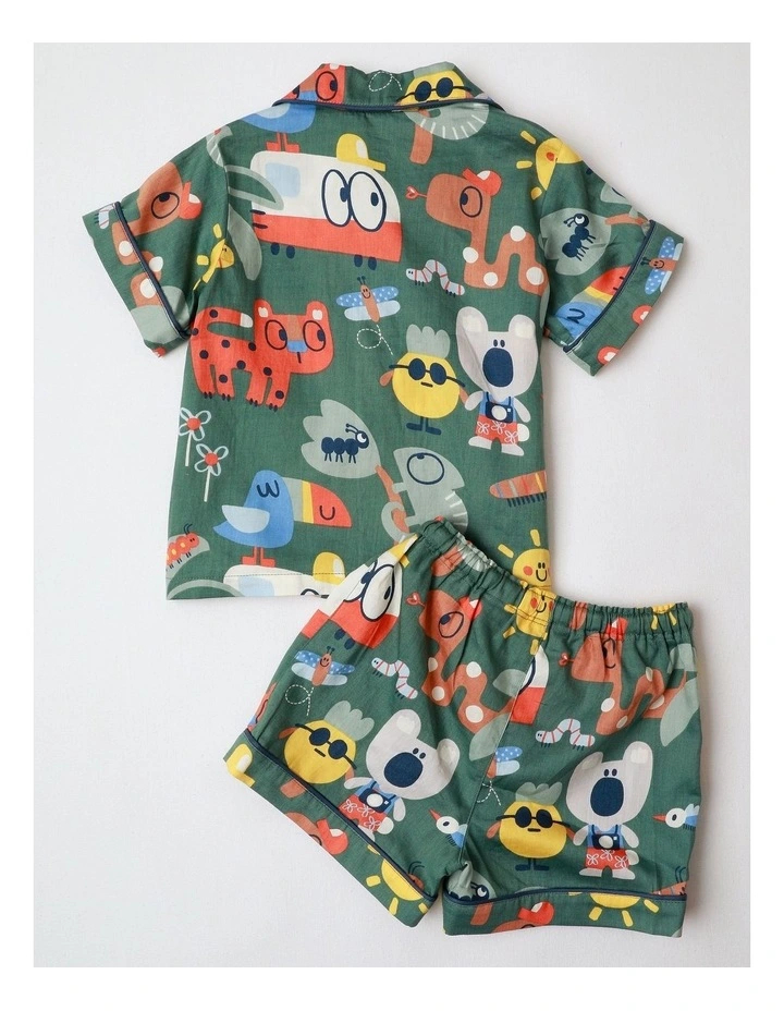 Freddie Woven PJ Set with Piping in Green image 4