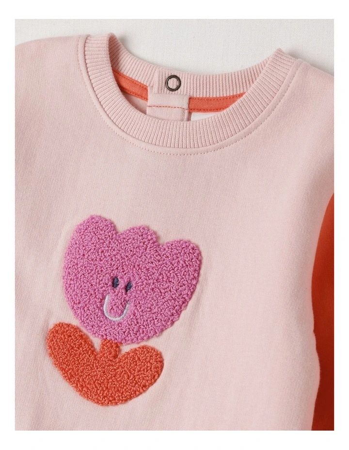 Dylan Brushed Fleece Tracksuit Set with Tulip Boucle in Light Pink image 2