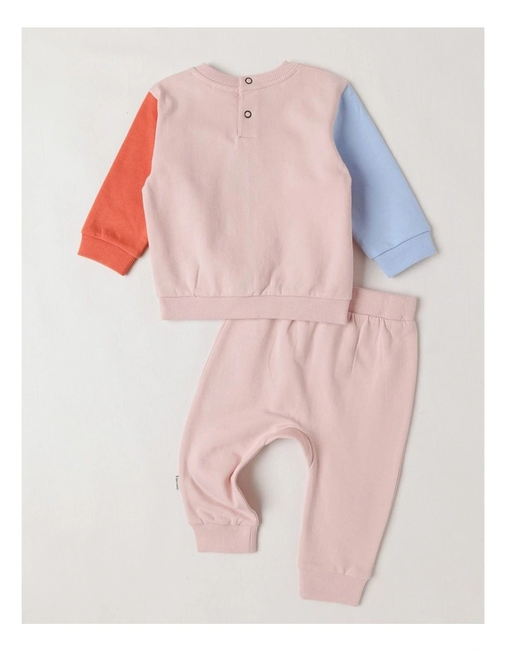 Dylan Brushed Fleece Tracksuit Set with Tulip Boucle in Light Pink image 3