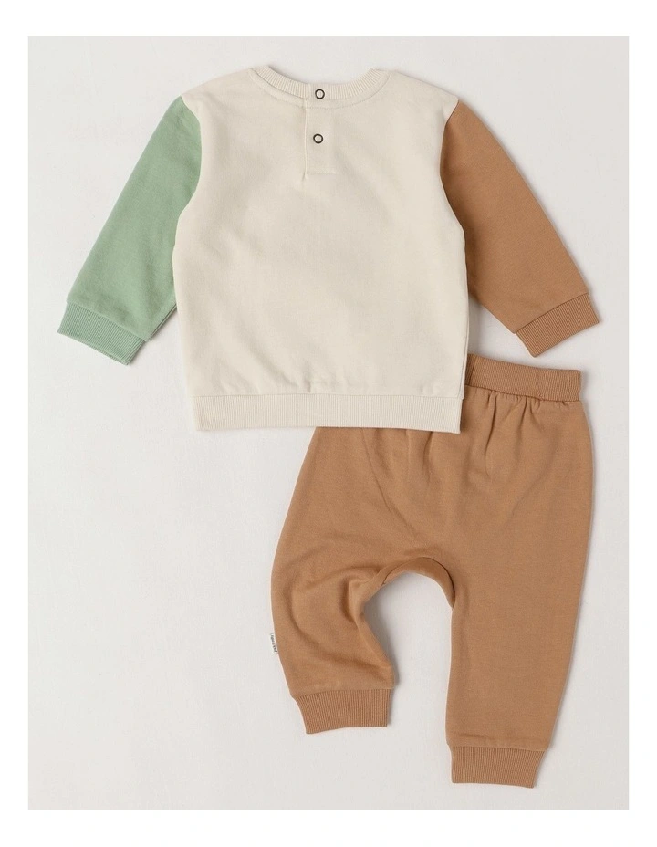 Dylan Brushed Fleece Tracksuit Set with Croissant Boucle in Light Brown image 3