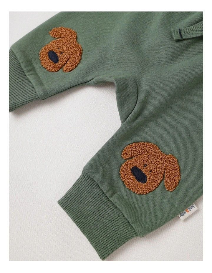 Dylan Brushed Fleece Tracksuit Set with Doggo Boucle in Green image 6