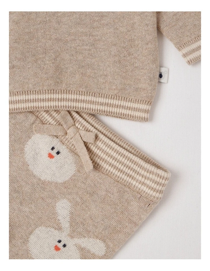 Naturals Newborn Sammy Knit Bunny Top & Bottom Set in Light Brown image 4