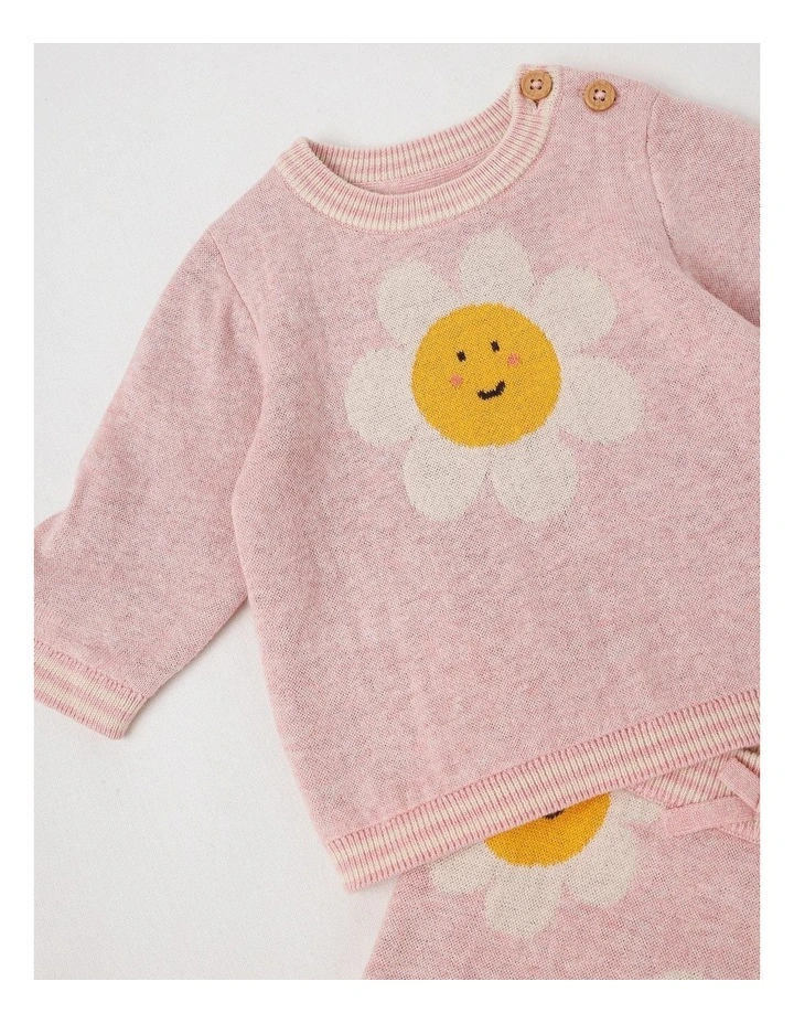 Naturals Newborn Sammy Knit Bunny Top & Bottom Set in Pink image 2