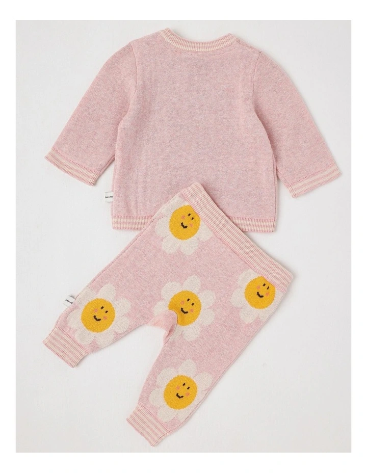 Naturals Newborn Sammy Knit Bunny Top & Bottom Set in Pink image 3