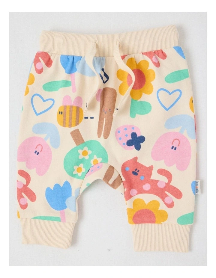 Ricky Fleece Tracksuit Set with In My Garden Print in Oat Marle image 3