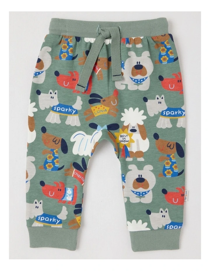 Ricky Fleece Tracksuit Set with Best In Show Print in Sage image 5