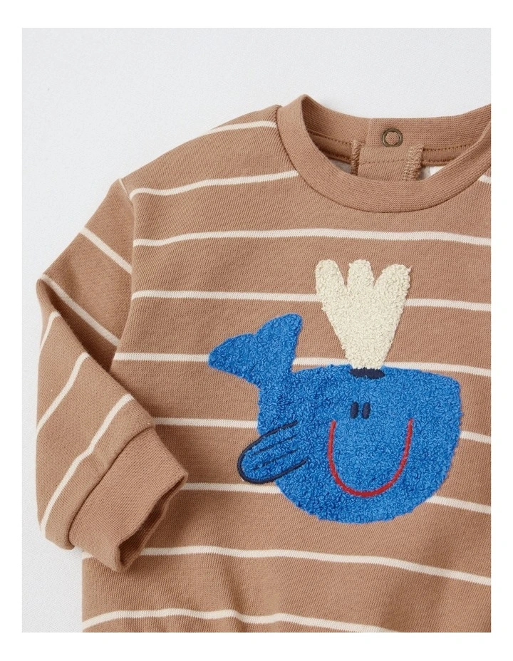 Clay Boucle Whale Top and Pant Set in Assorted image 2