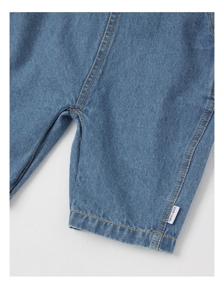 Roy Denim Overall and Doggo Print Tee Set in Denim image 4