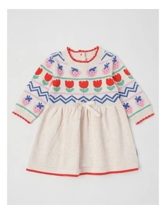 Emily Knitted Strawberry Dress in Oat Marle