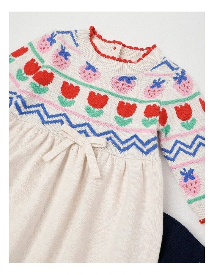 Emily Knitted Strawberry Intarsia Dress & Tights Set image 2