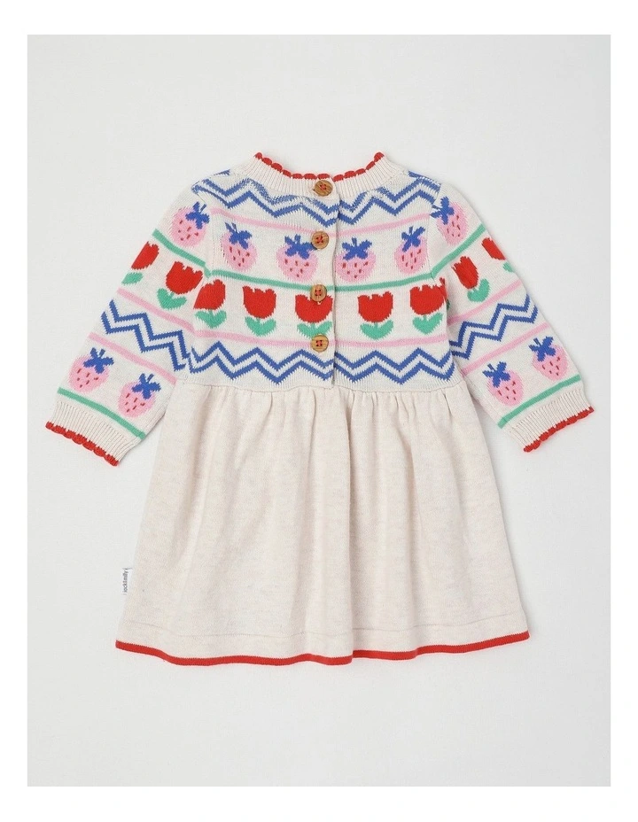 Emily Knitted Strawberry Intarsia Dress & Tights Set image 3