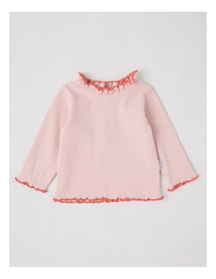 Maisie Denim Overall with Embroidered Spots and Rib Tee Set in Denim image 5