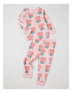 Finley Jersey Pyjama Set with Tulip Print in Pink