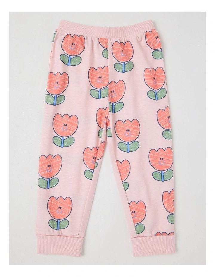 Finley Jersey Pyjama Set with Tulip Print in Pink image 5